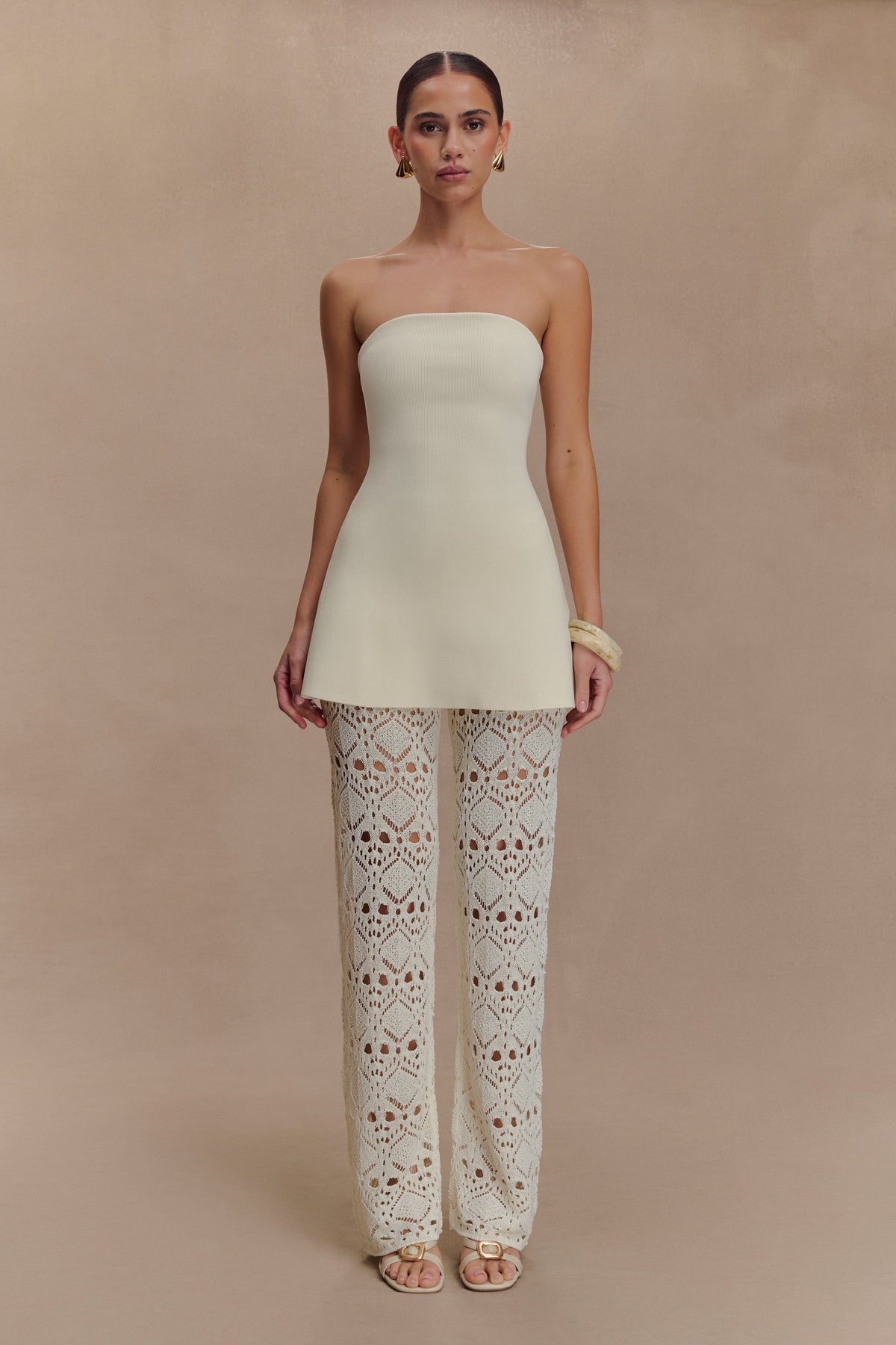 Crochet Knit Pants - Ivory