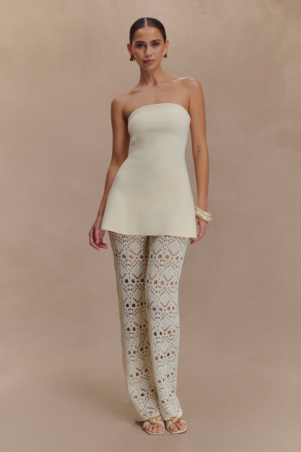Crochet Knit Pants - Ivory