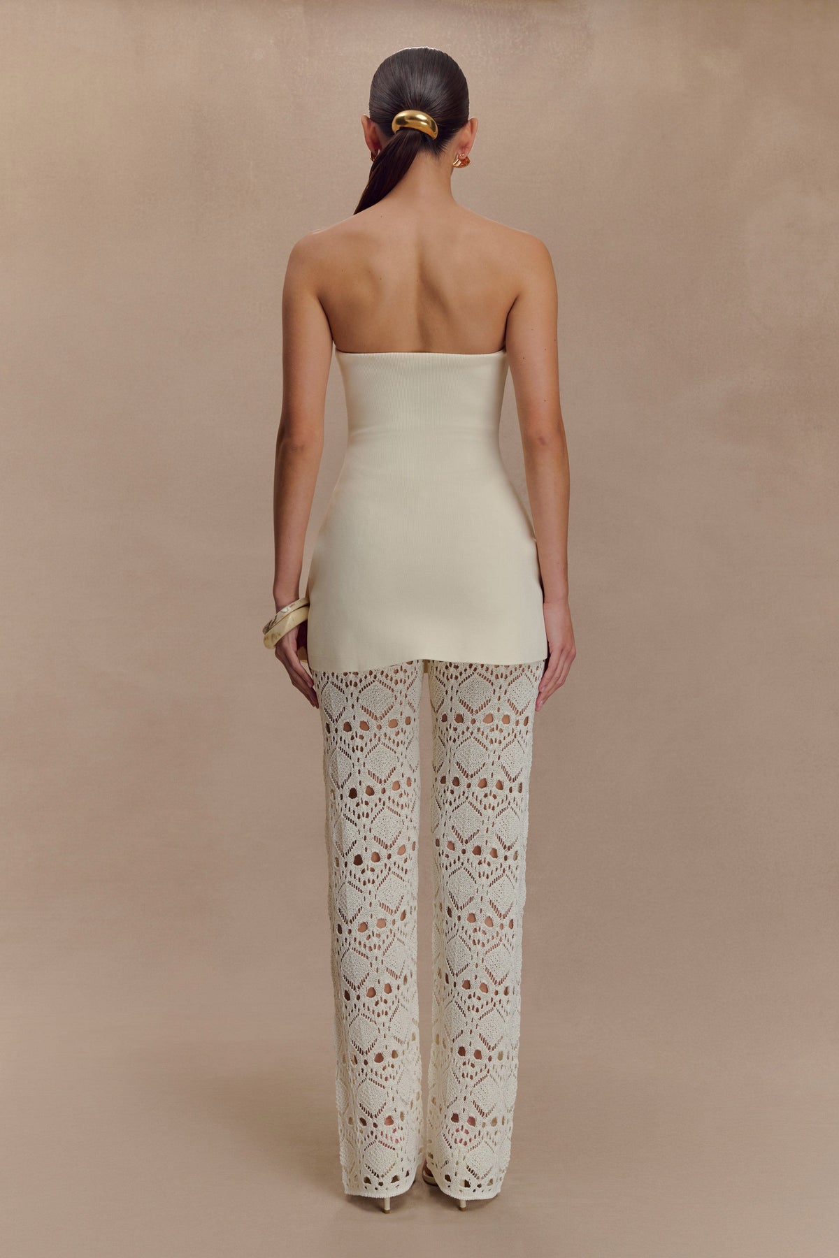 Crochet Knit Pants - Ivory