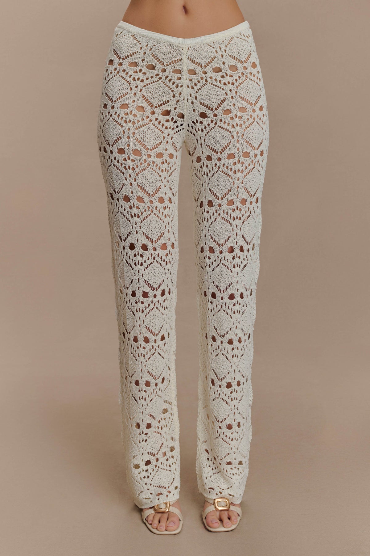 Crochet Knit Pants - Ivory