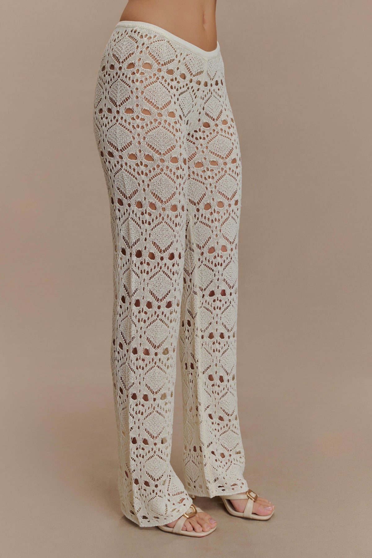 Crochet Knit Pants - Ivory
