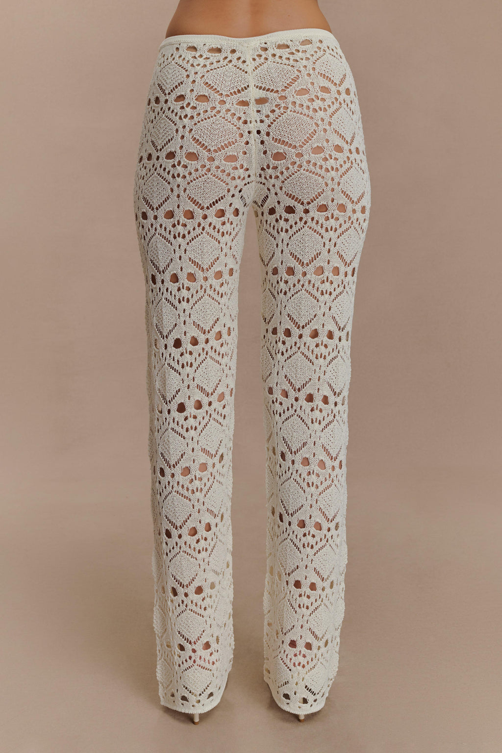 Crochet Knit Pants - Ivory