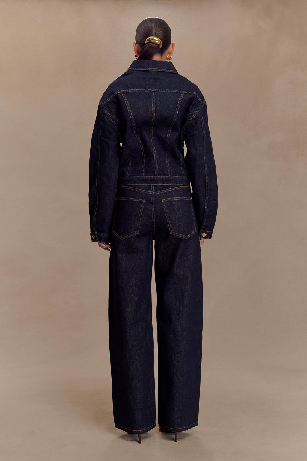 Cinched Denim Jacket - Washed Indigo Blue