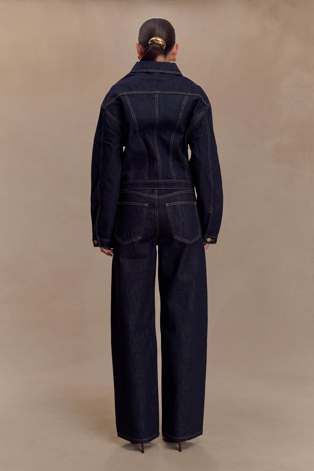 Cinched Denim Jacket - Washed Indigo Blue