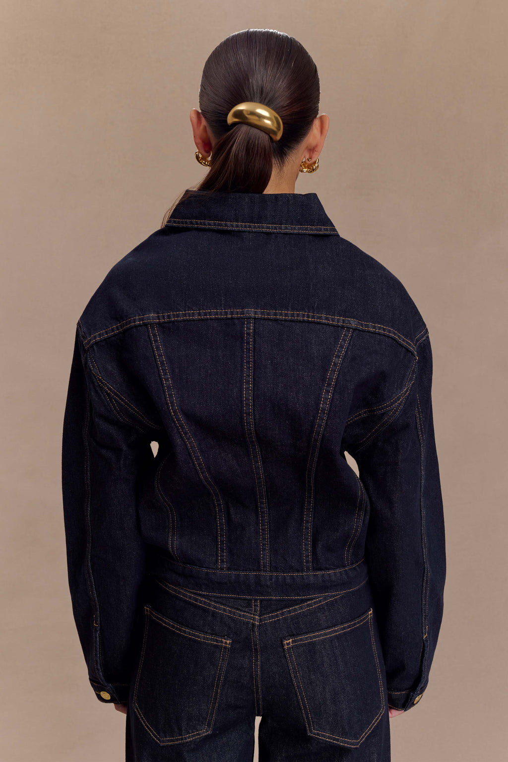 Cinched Denim Jacket - Washed Indigo Blue