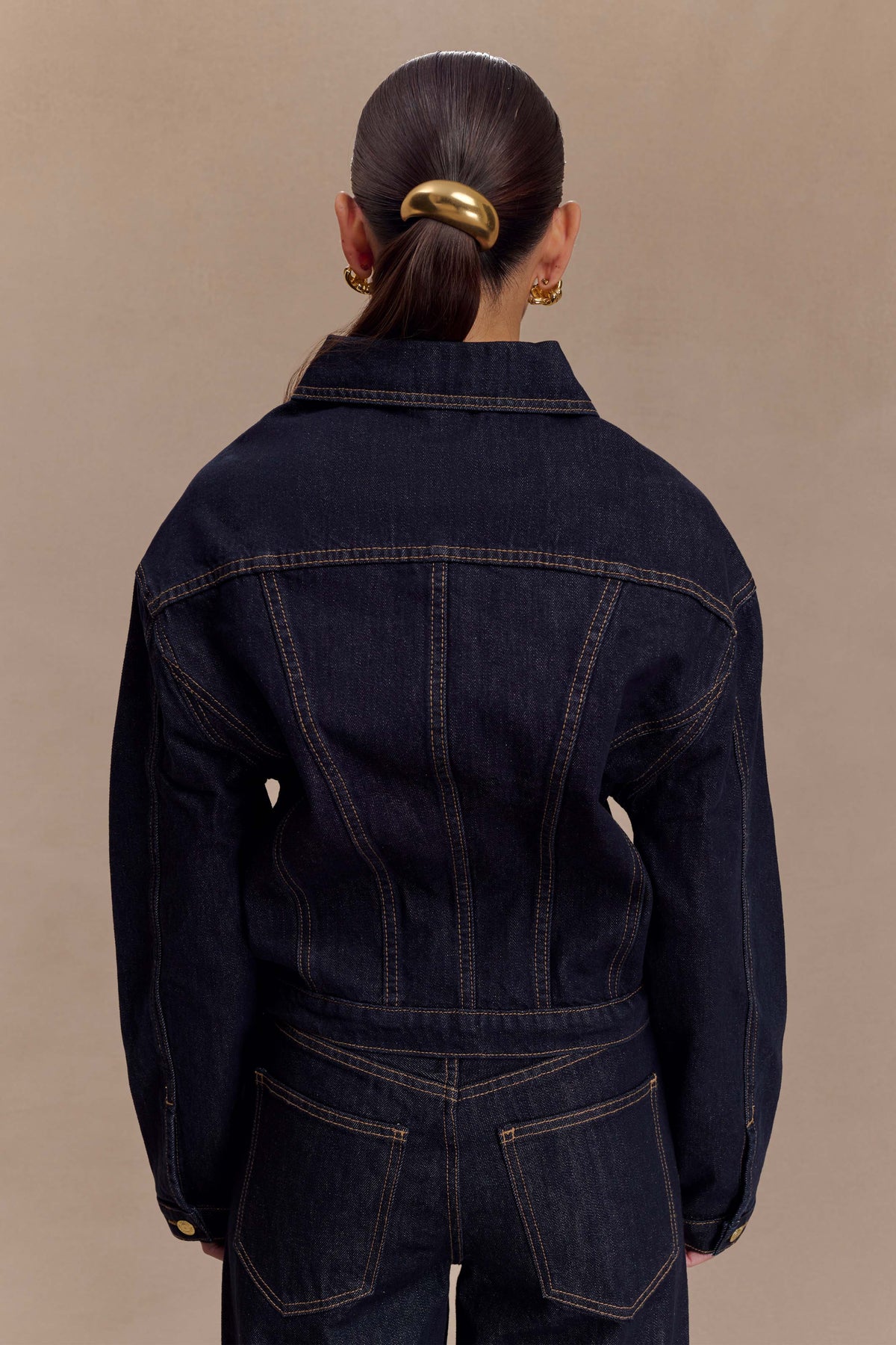 Cinched Denim Jacket - Washed Indigo Blue