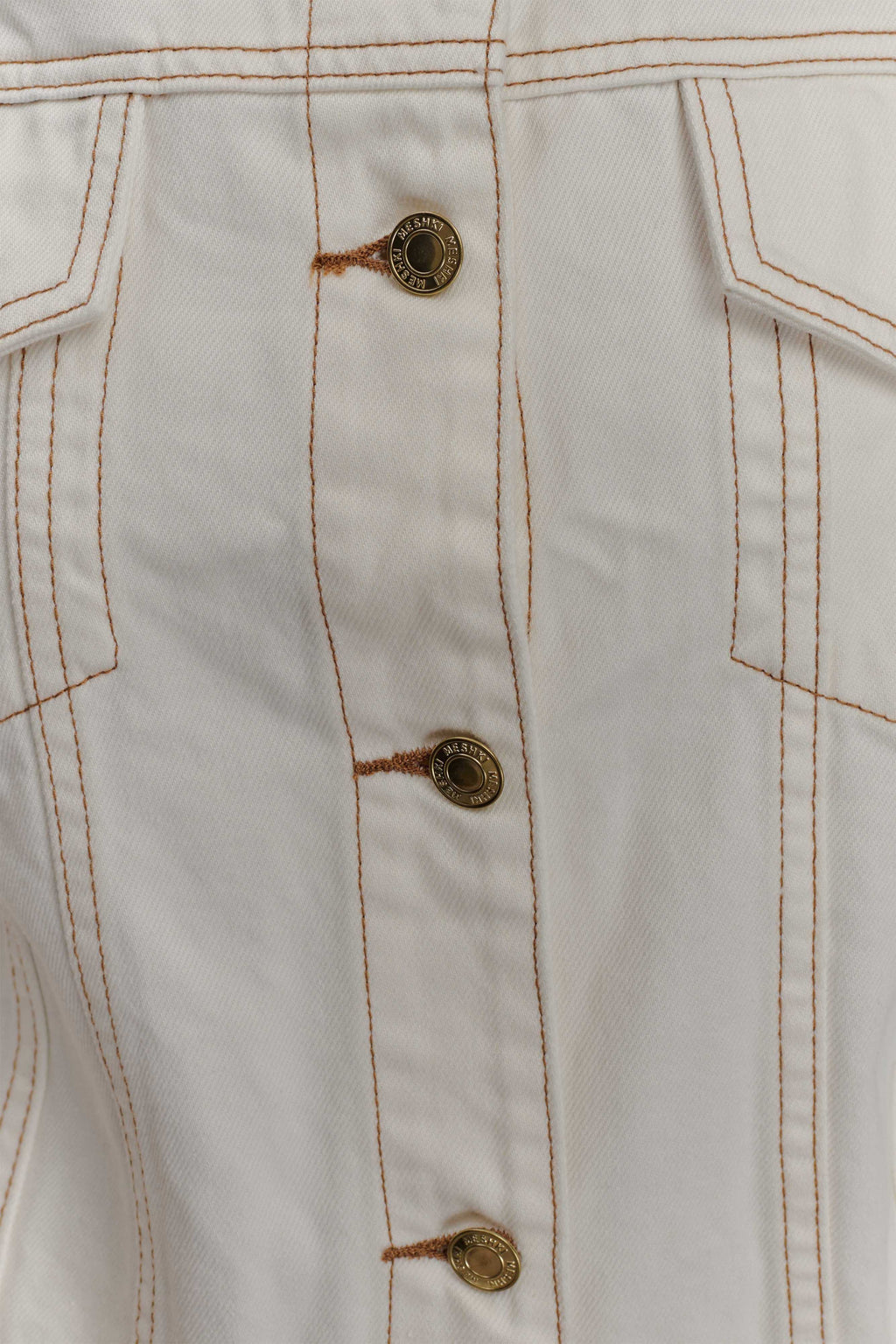 Cinched Denim Jacket - White