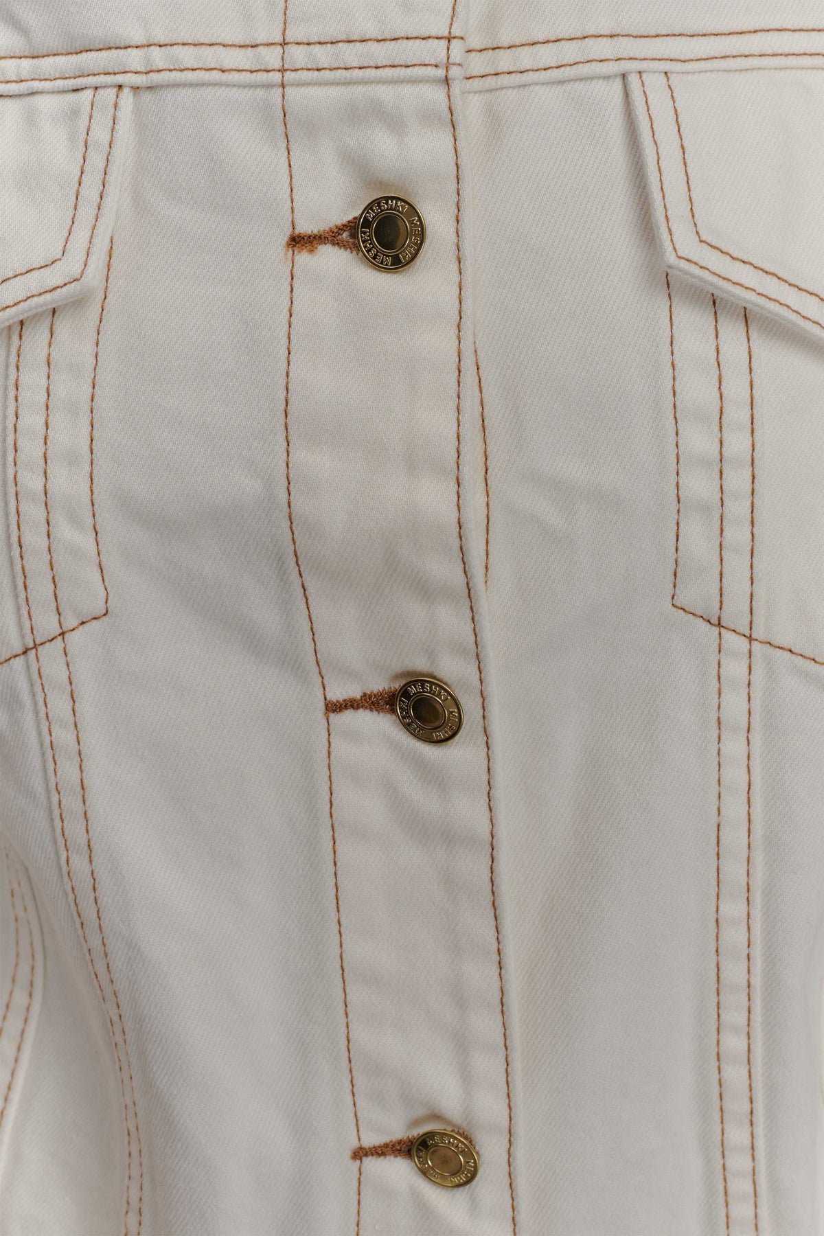 Cinched Denim Jacket - White