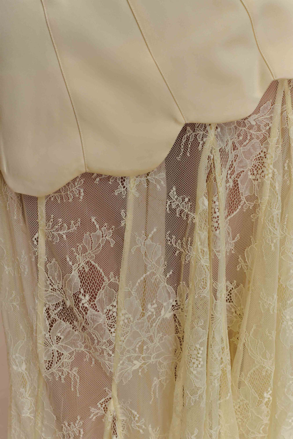 Satin And Lace Maxi Dress - Lemon