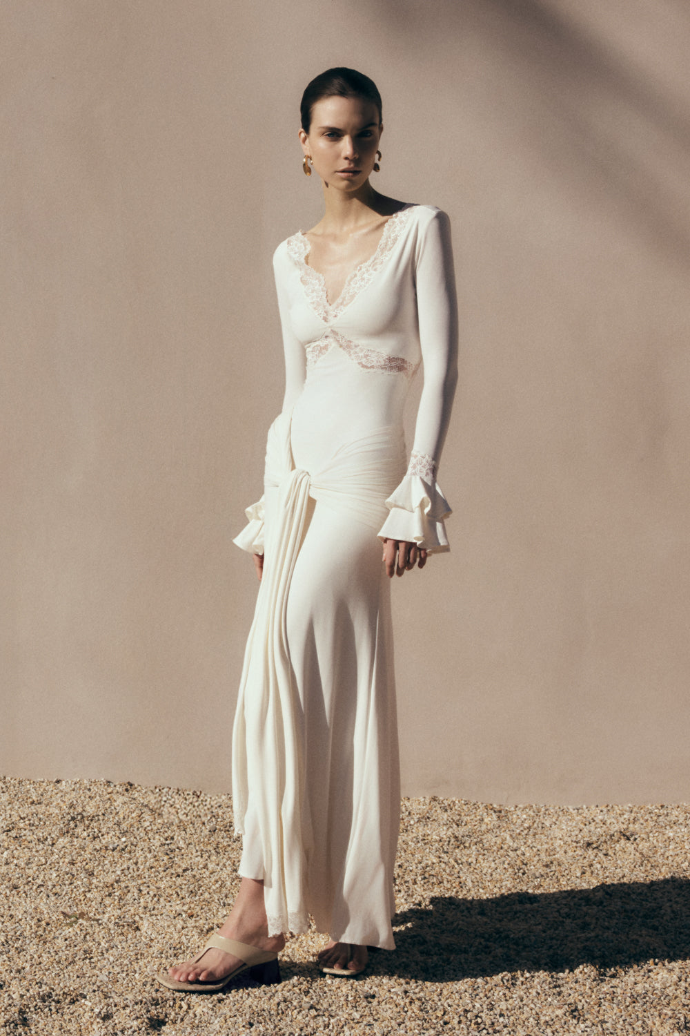 Slinky Lace Maxi Dress - Ivory