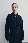 Cropped Denim Jacket - Indigo Blue