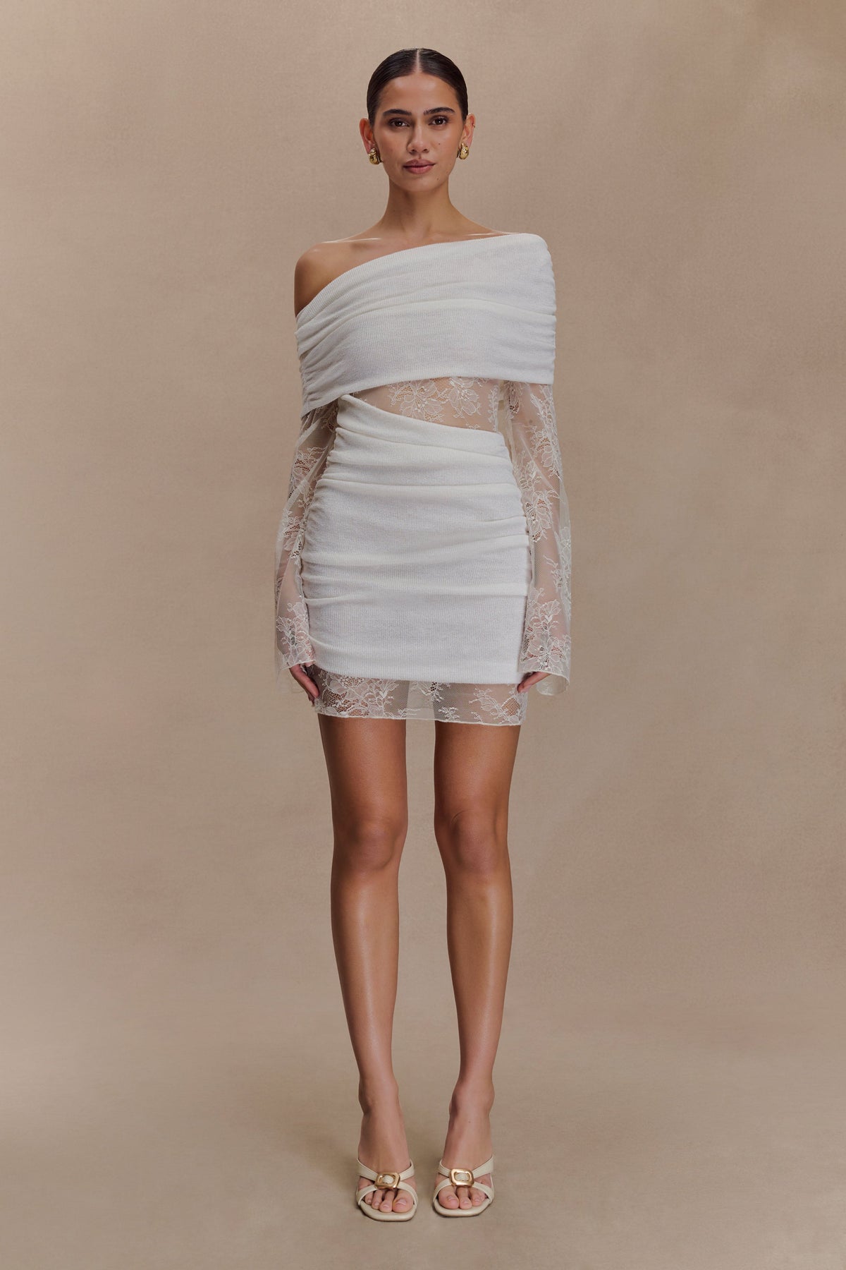 Lace Knit Mini Dress - Ivory