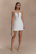 Beaded Neckline Mini Dress - Ivory
