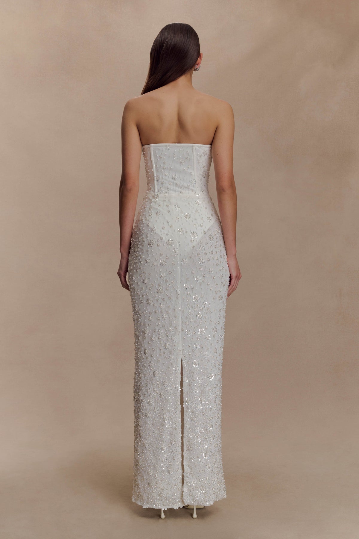 Strapless Embellished Maxi Dress - Ivory