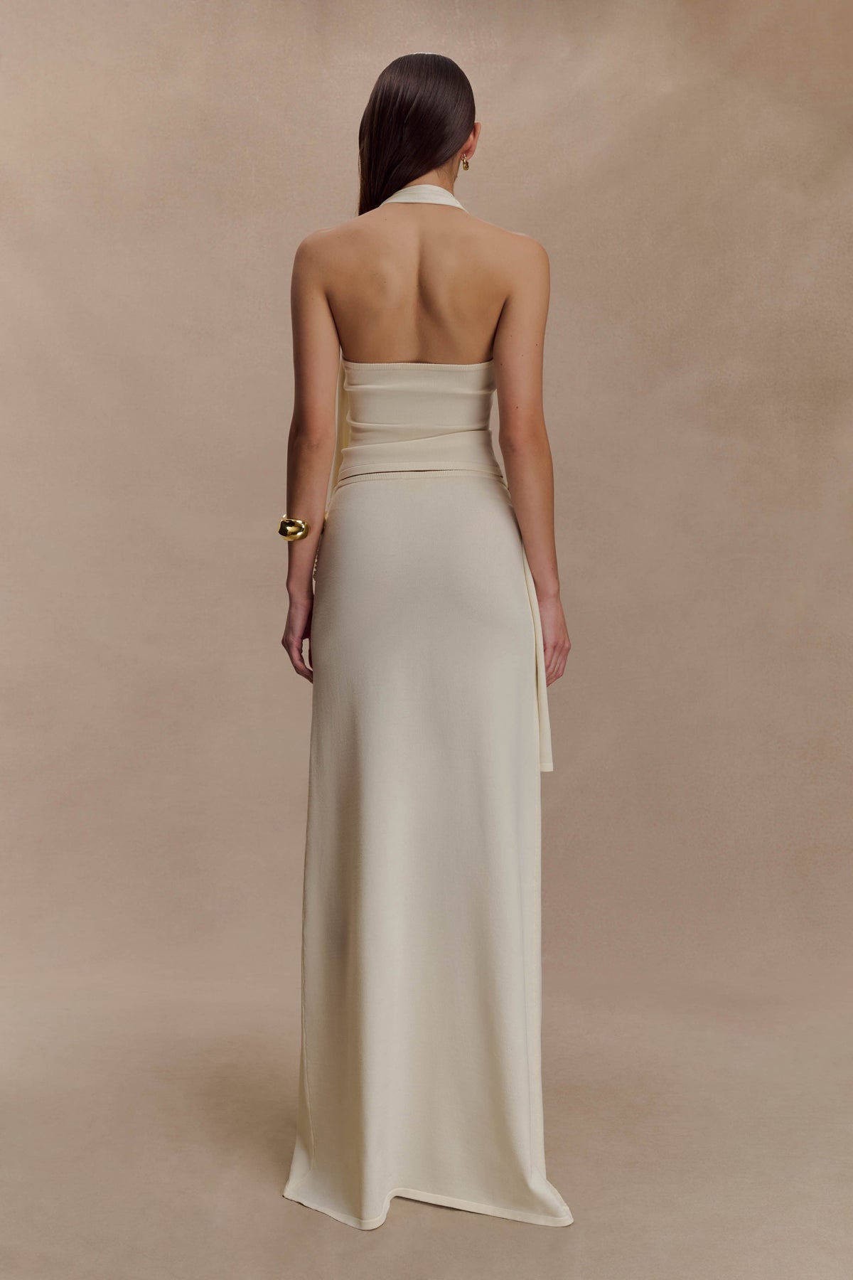 Low Rise Knit Maxi Skirt - Ivory