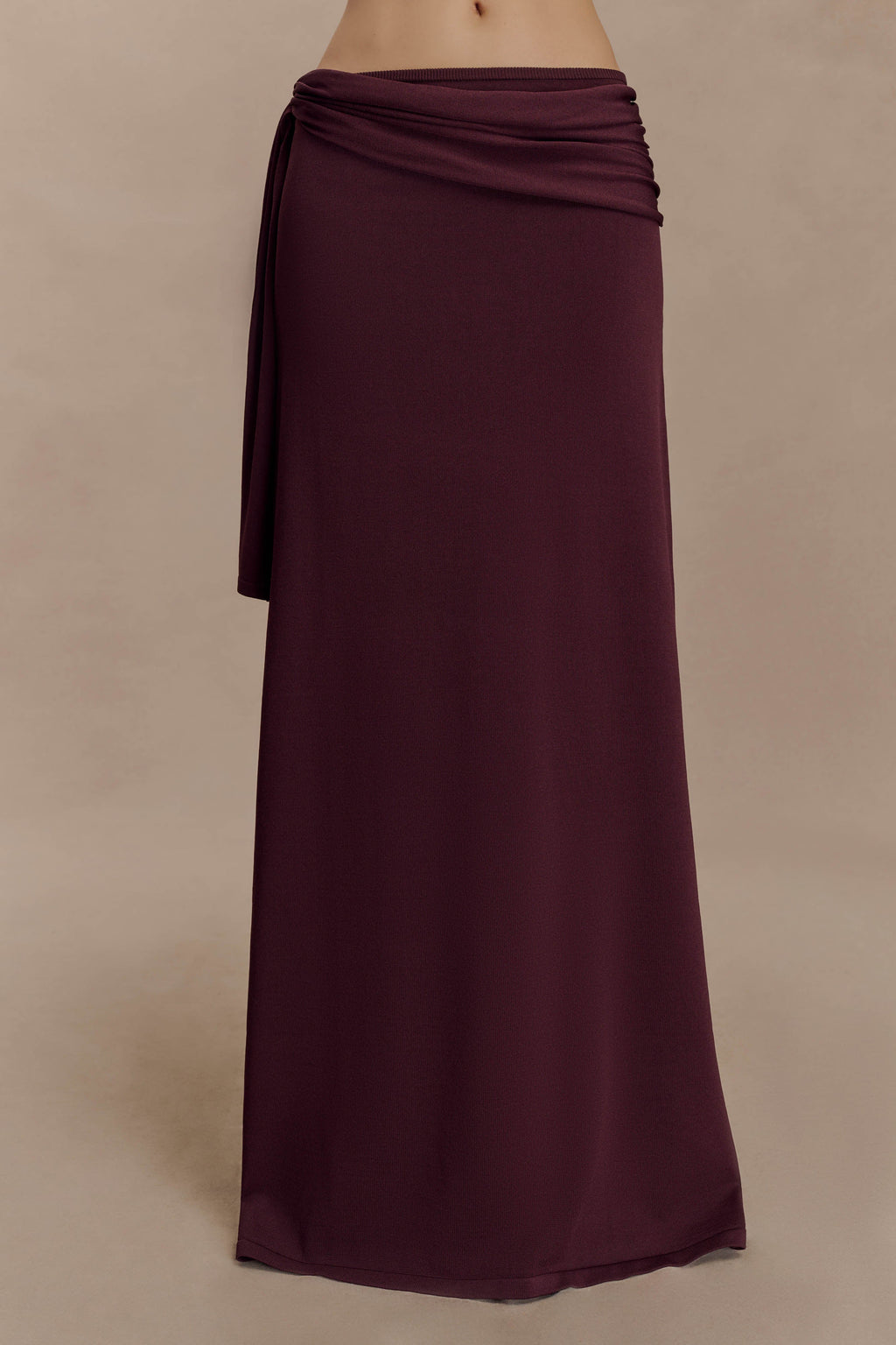 Low Rise Knit Maxi Skirt - Dark Chocolate