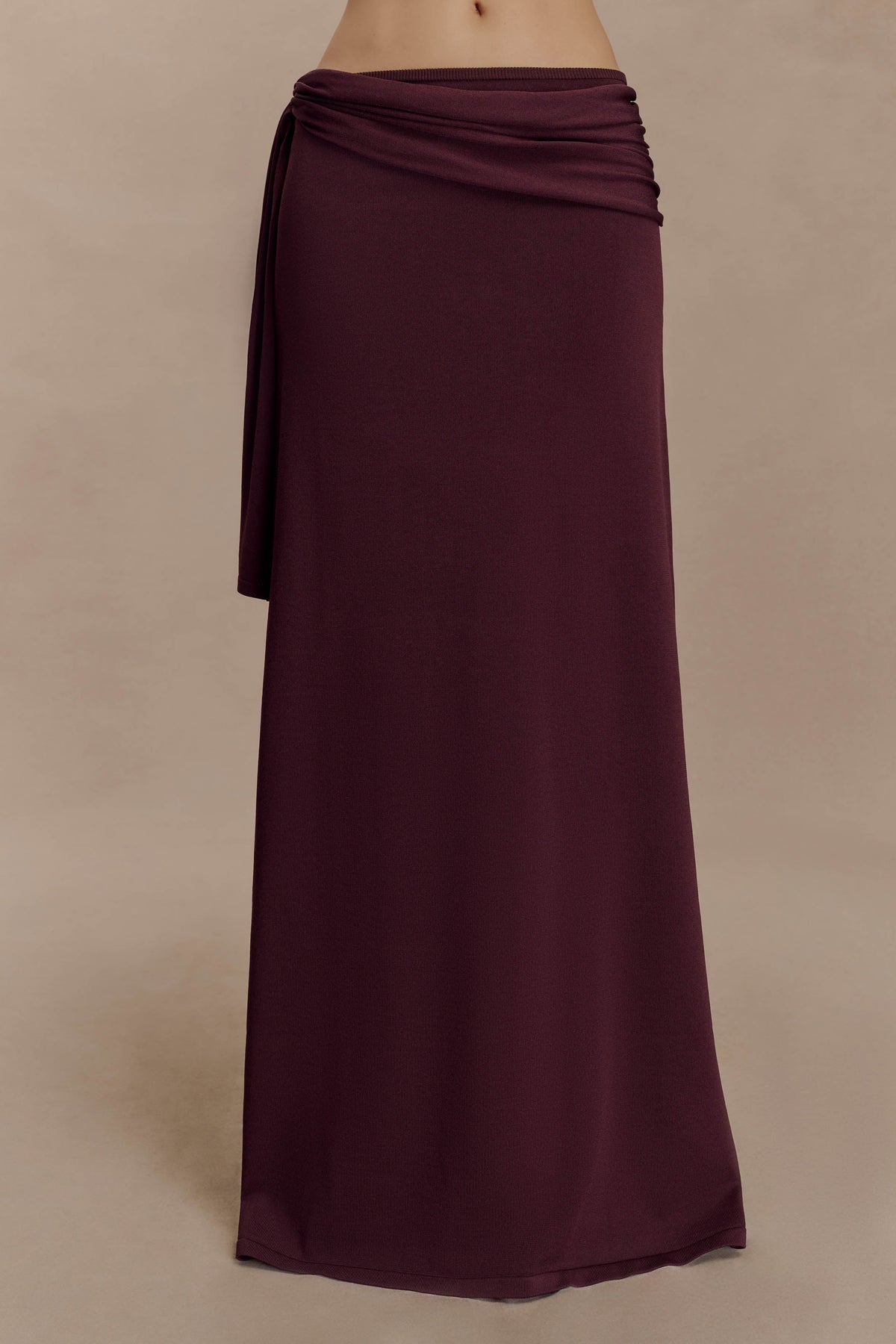 Low Rise Knit Maxi Skirt - Dark Chocolate