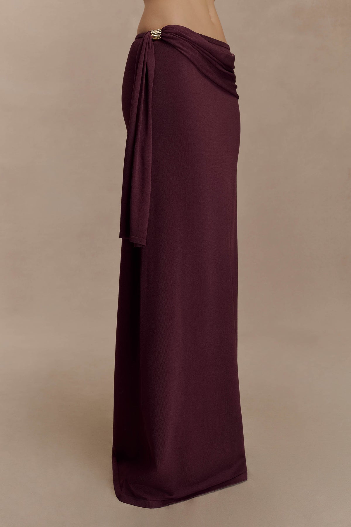 Low Rise Knit Maxi Skirt - Dark Chocolate