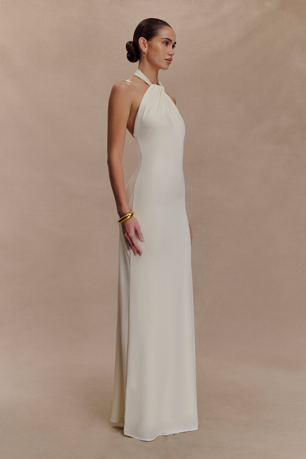 Slinky Halter Maxi Dress - Ivory
