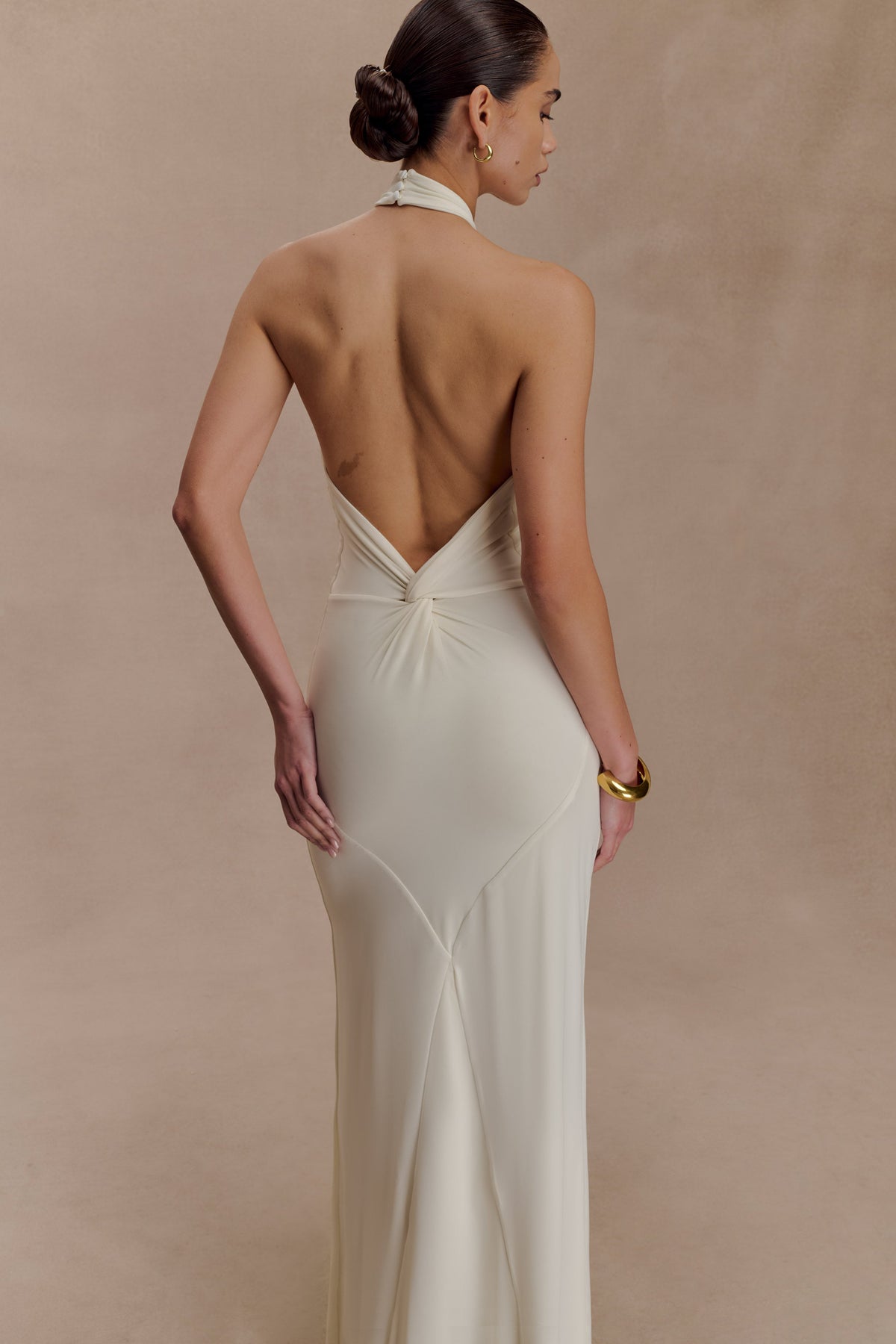 Slinky Halter Maxi Dress - Ivory