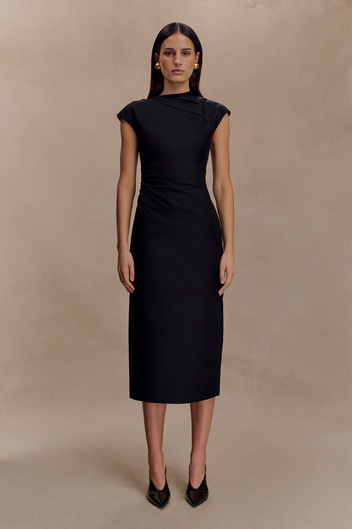 Cotton Midi Dress - Black