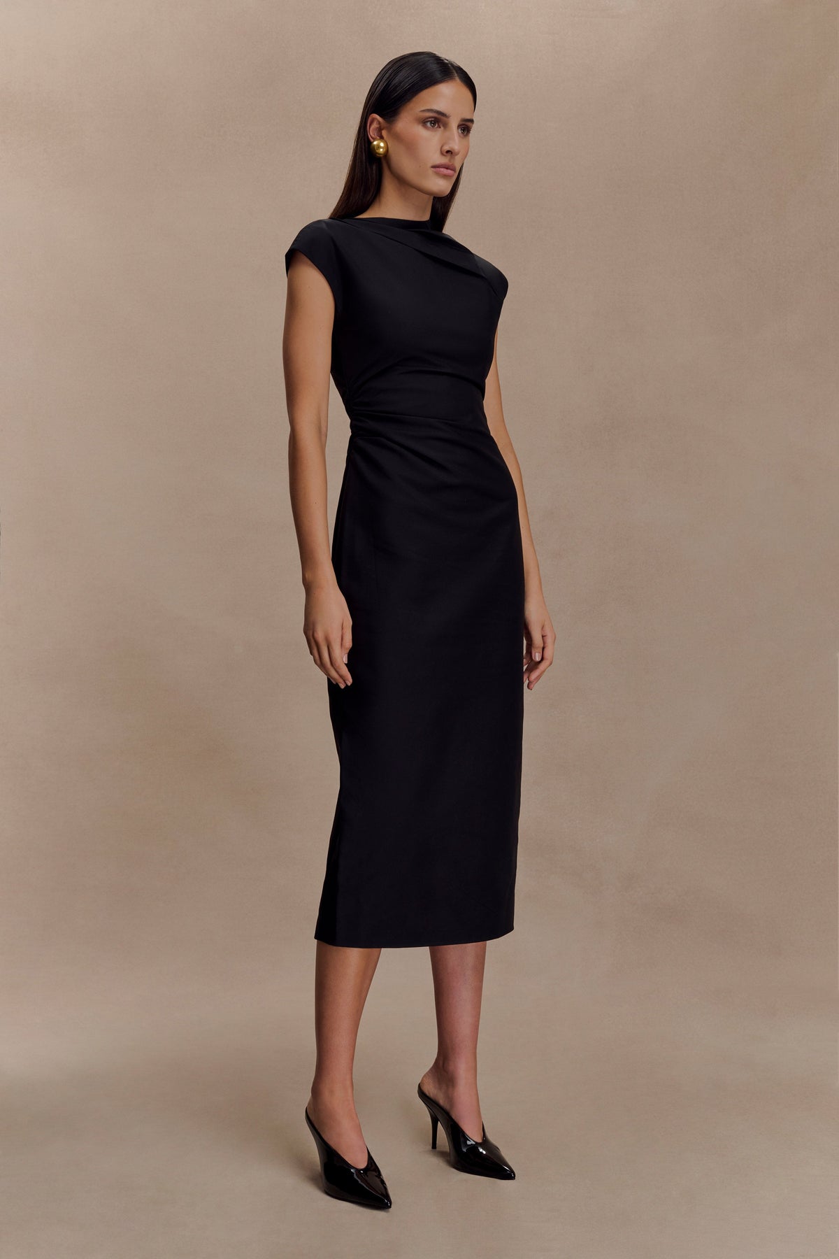 Cotton Midi Dress - Black