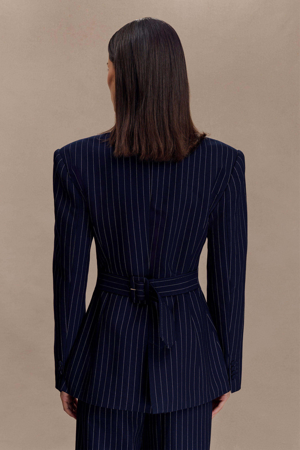 Cinched Blazer - Navy Pinstripe