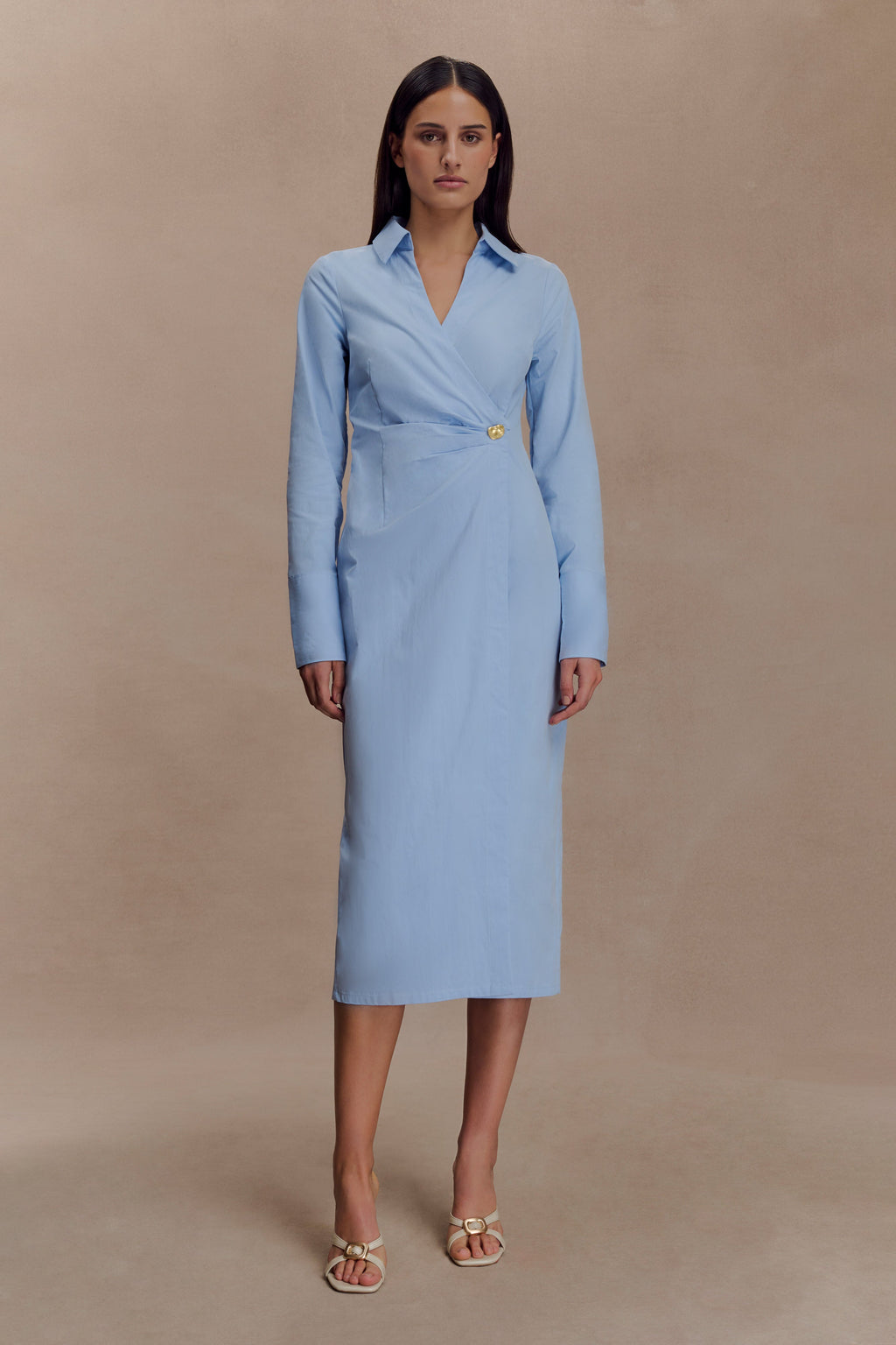 Asymmetric Shirt Dress - Blue