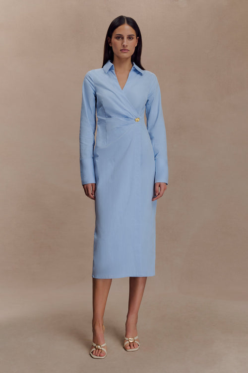 Asymmetric Shirt Dress - Blue