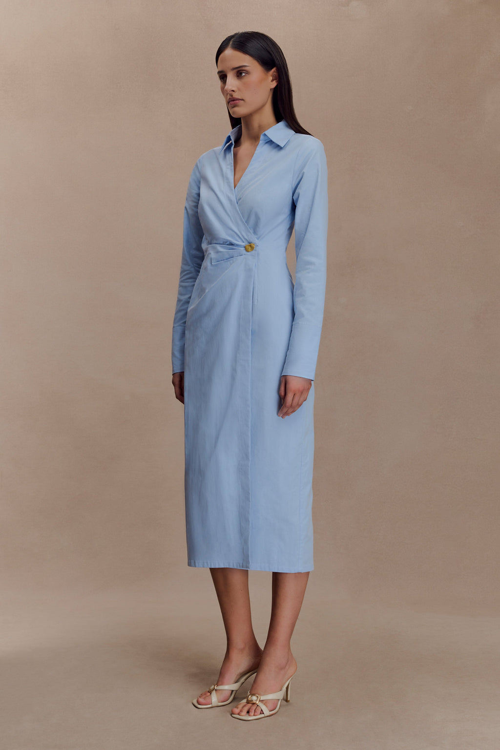 Asymmetric Shirt Dress - Blue