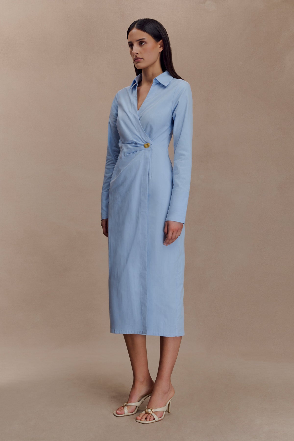 Asymmetric Shirt Dress - Blue