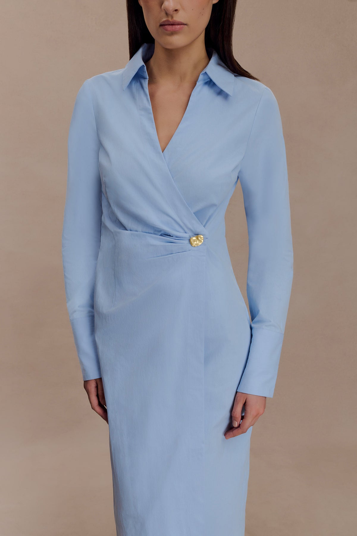 Asymmetric Shirt Dress - Blue