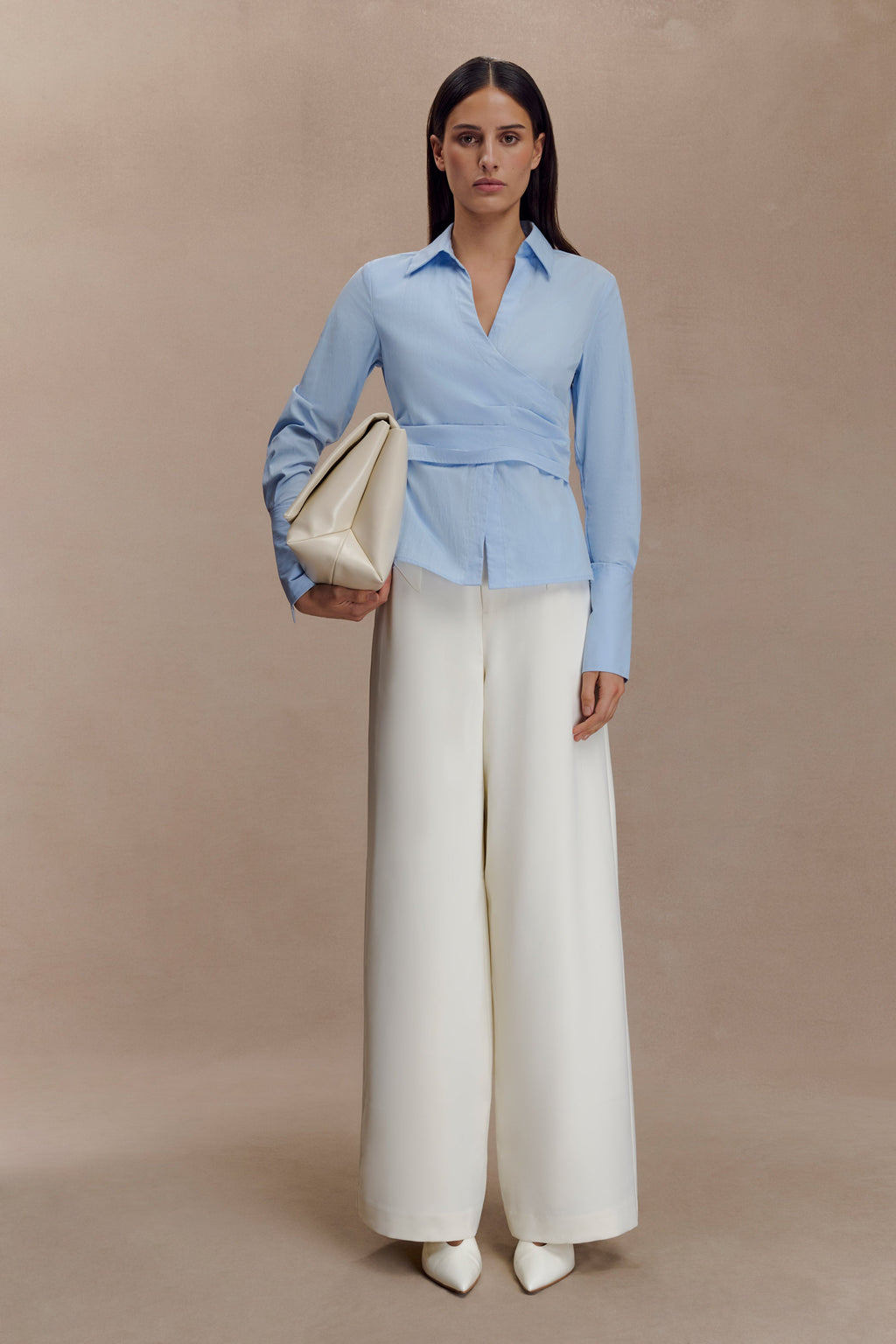 Wrap Cotton Shirt - Blue