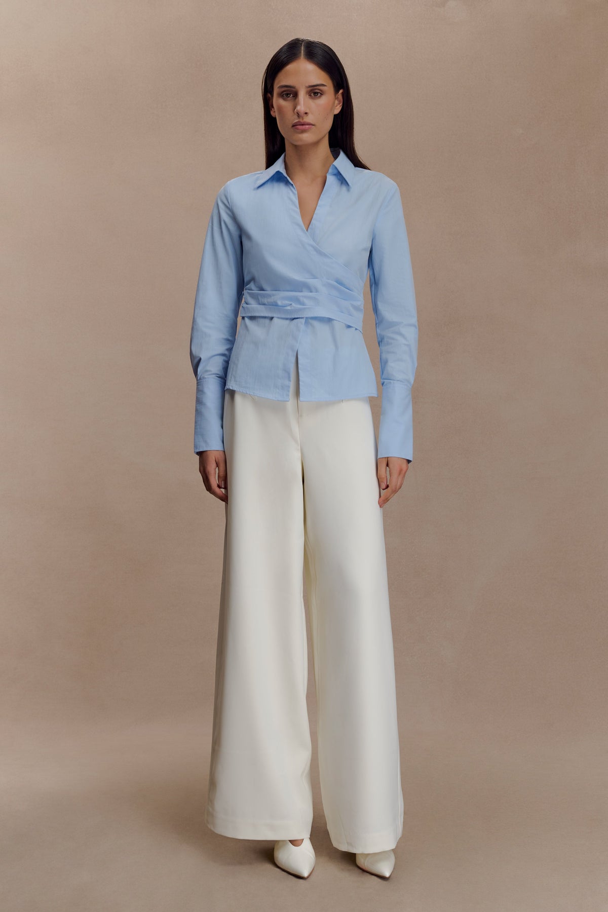 Wrap Cotton Shirt - Blue