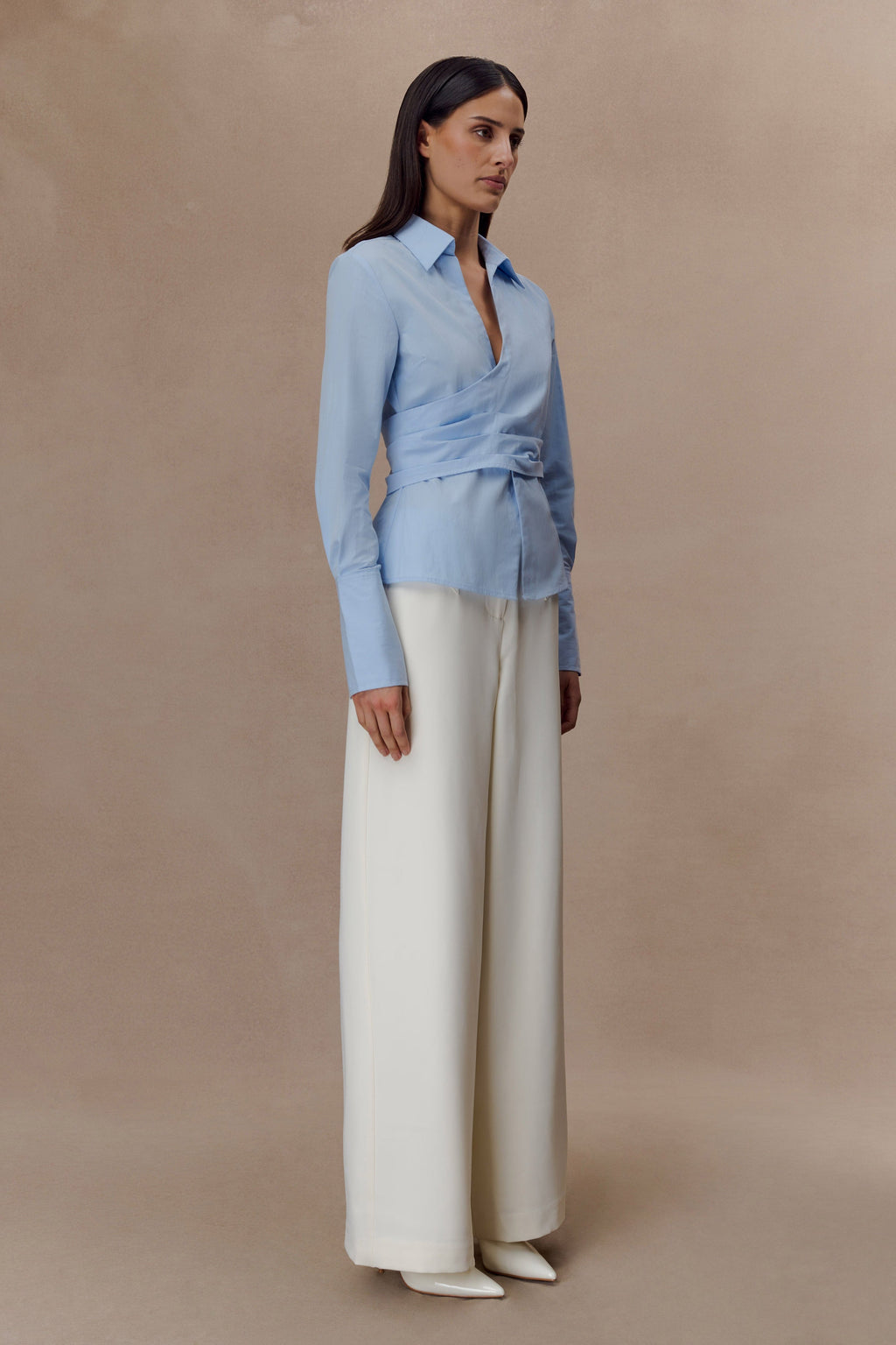 Wrap Cotton Shirt - Blue