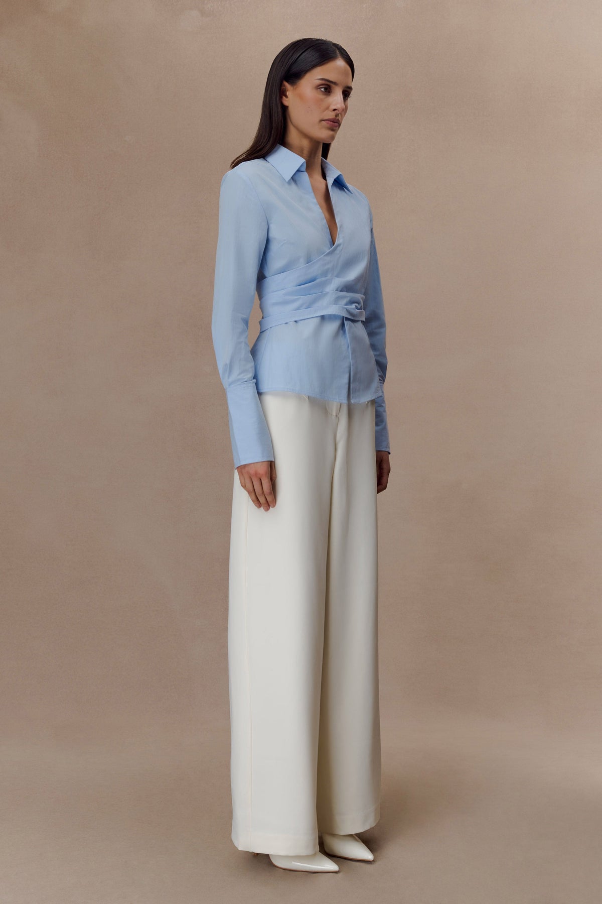 Wrap Cotton Shirt - Blue