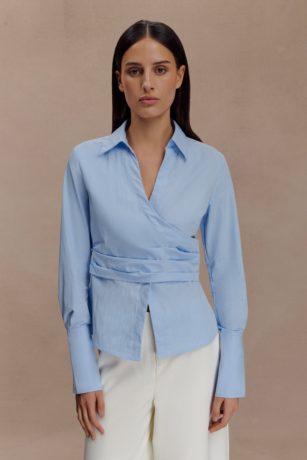 Wrap Cotton Shirt - Blue