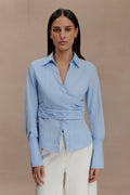 Wrap Cotton Shirt - Blue