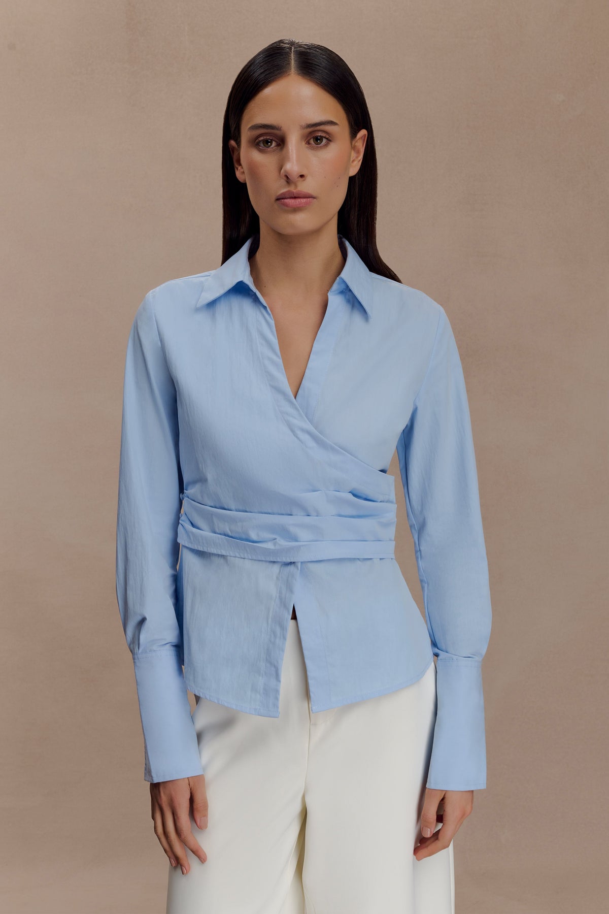 Wrap Cotton Shirt - Blue