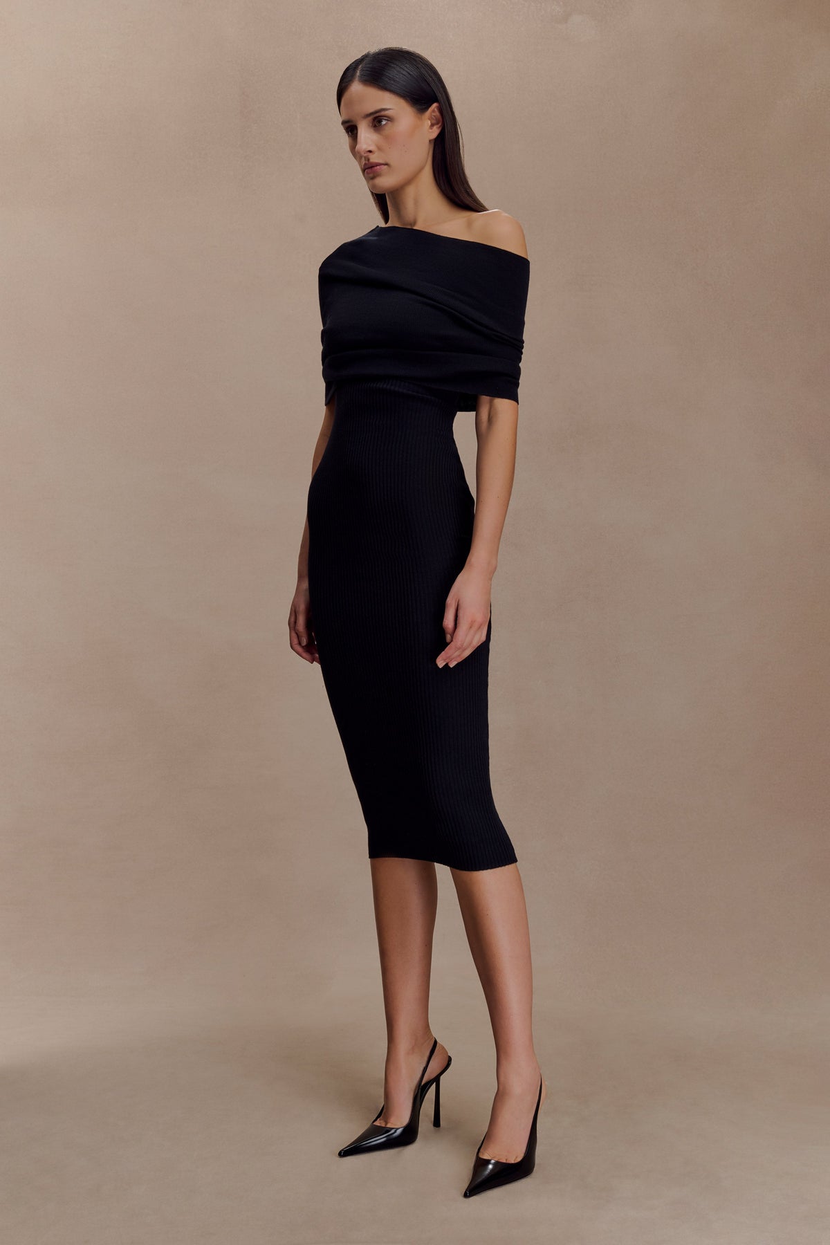 Cashmere Blend Knit Midi Dress - Black