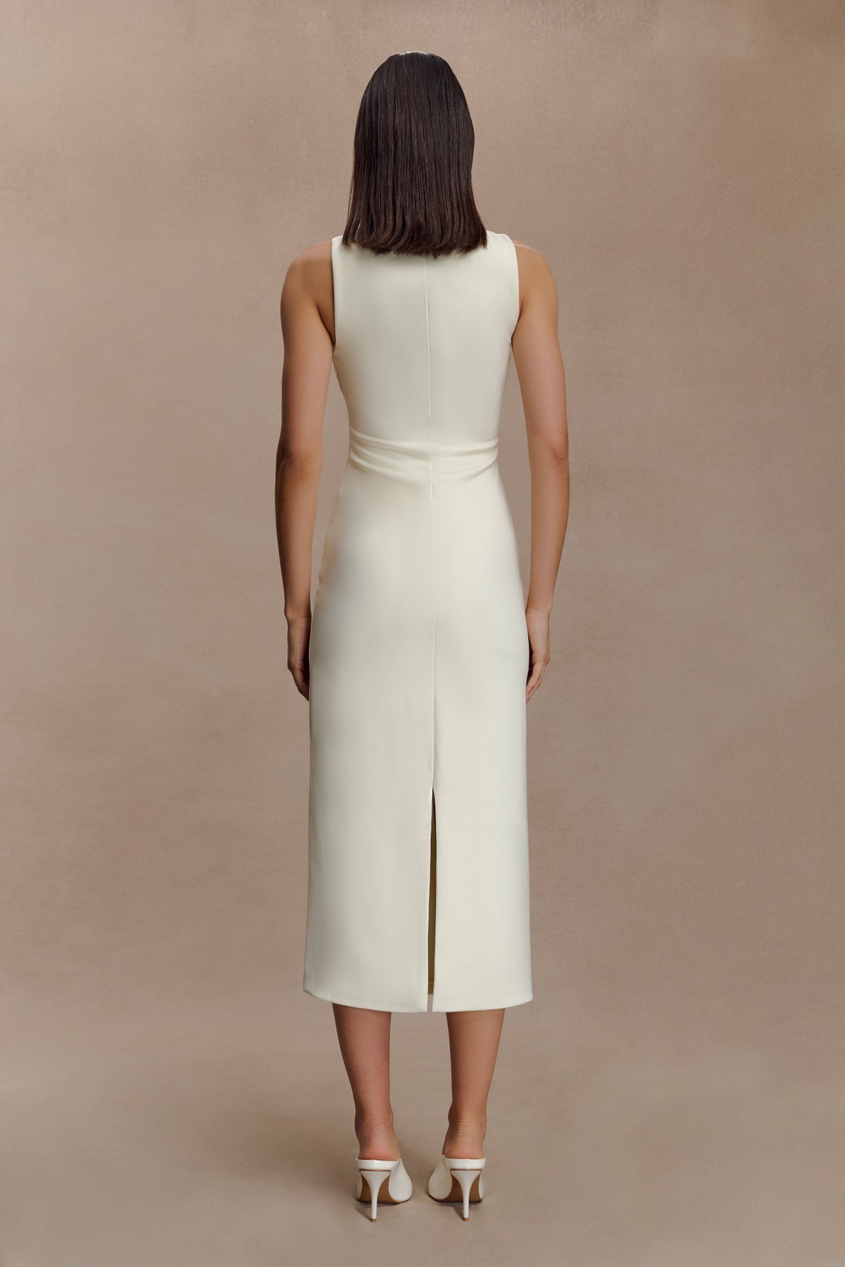 Sleeveless Crepe Midi Dress - Ivory