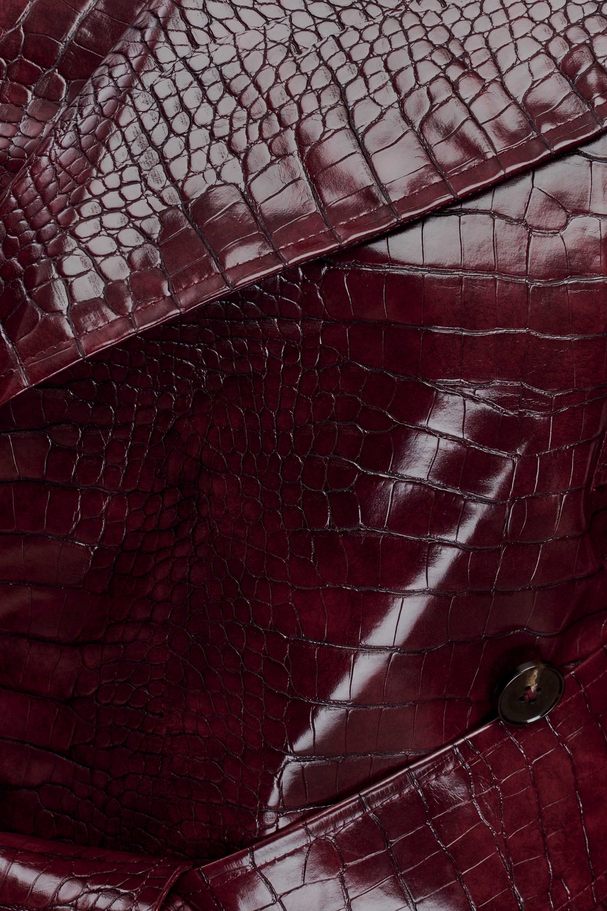 Croc Faux Leather Cropped Jacket - Burgundy
