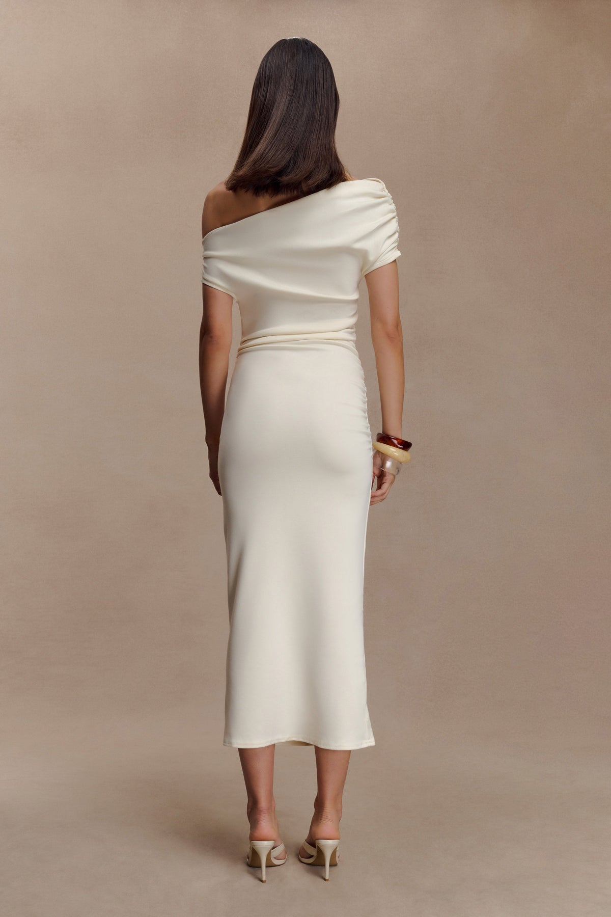 Scuba Jersey Midi Dress With Hardware - Ivory