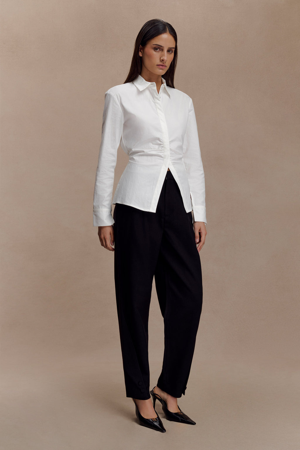 Barrel Leg Suiting Pants - Black