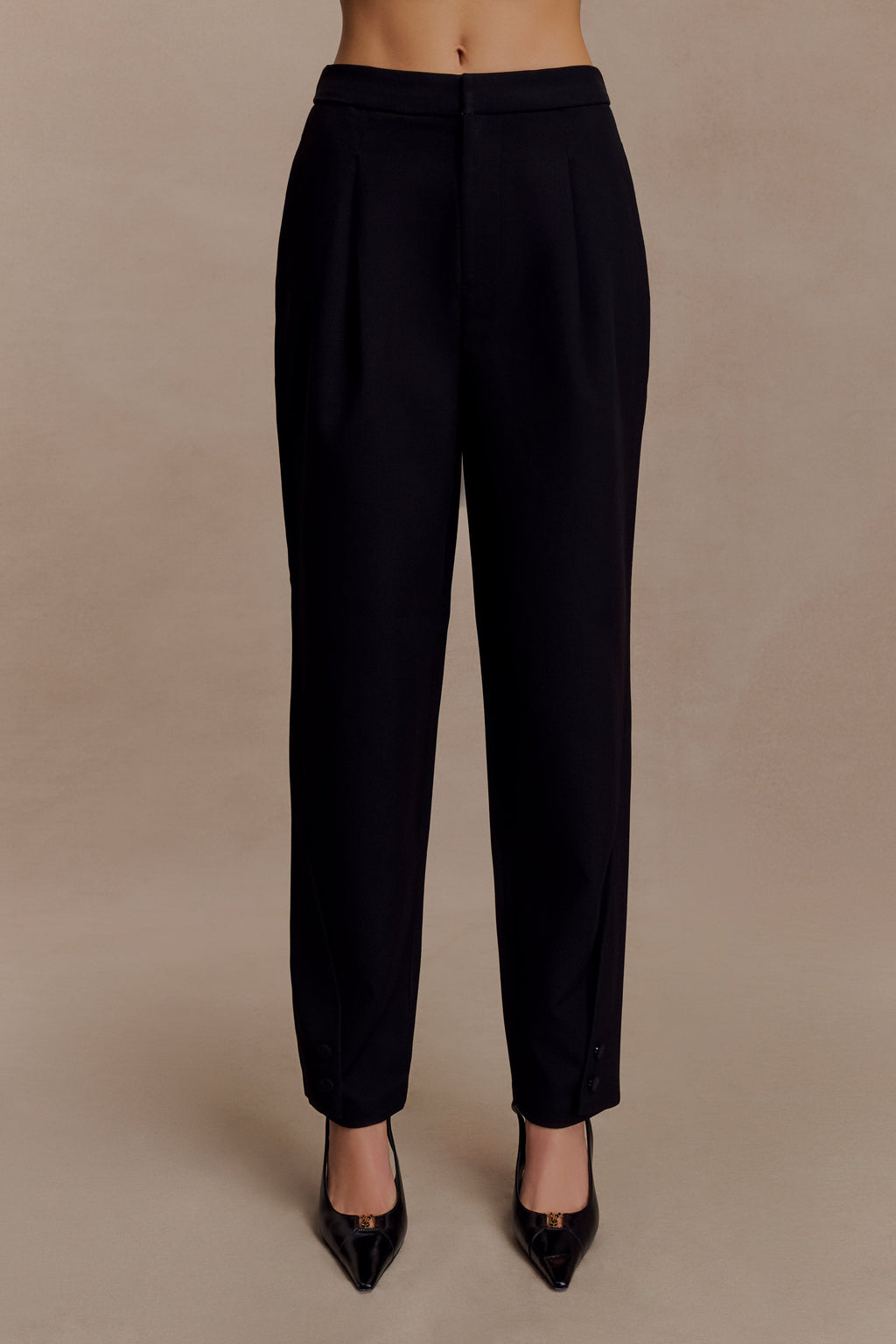 Barrel Leg Suiting Pants - Black