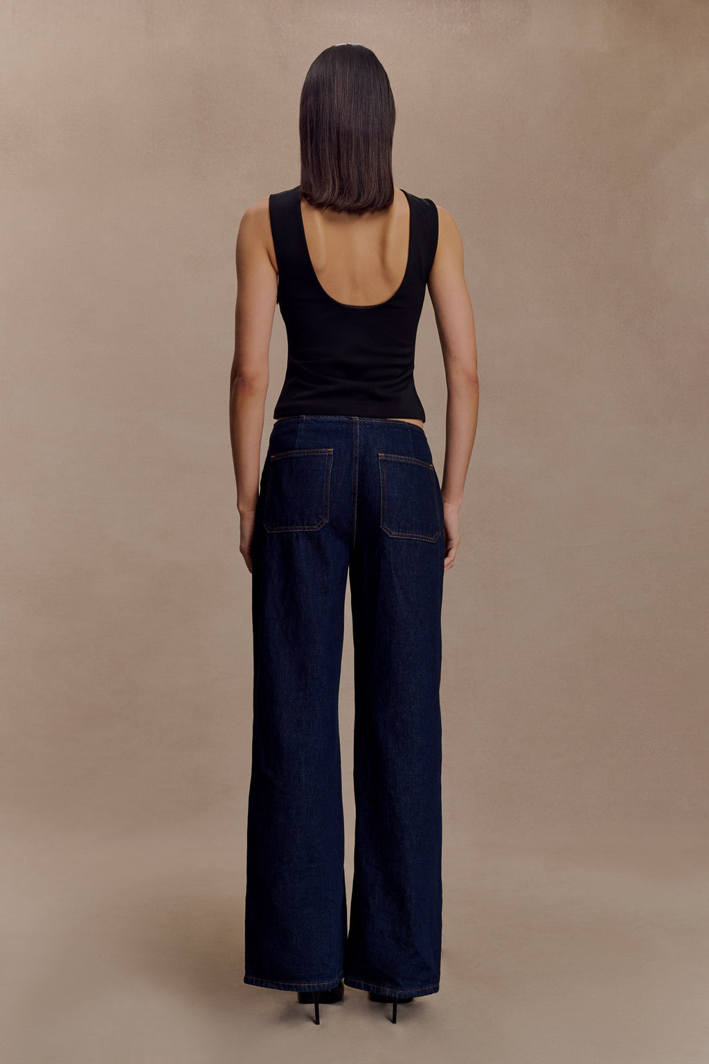 Open Back Scuba Crepe Top - Black