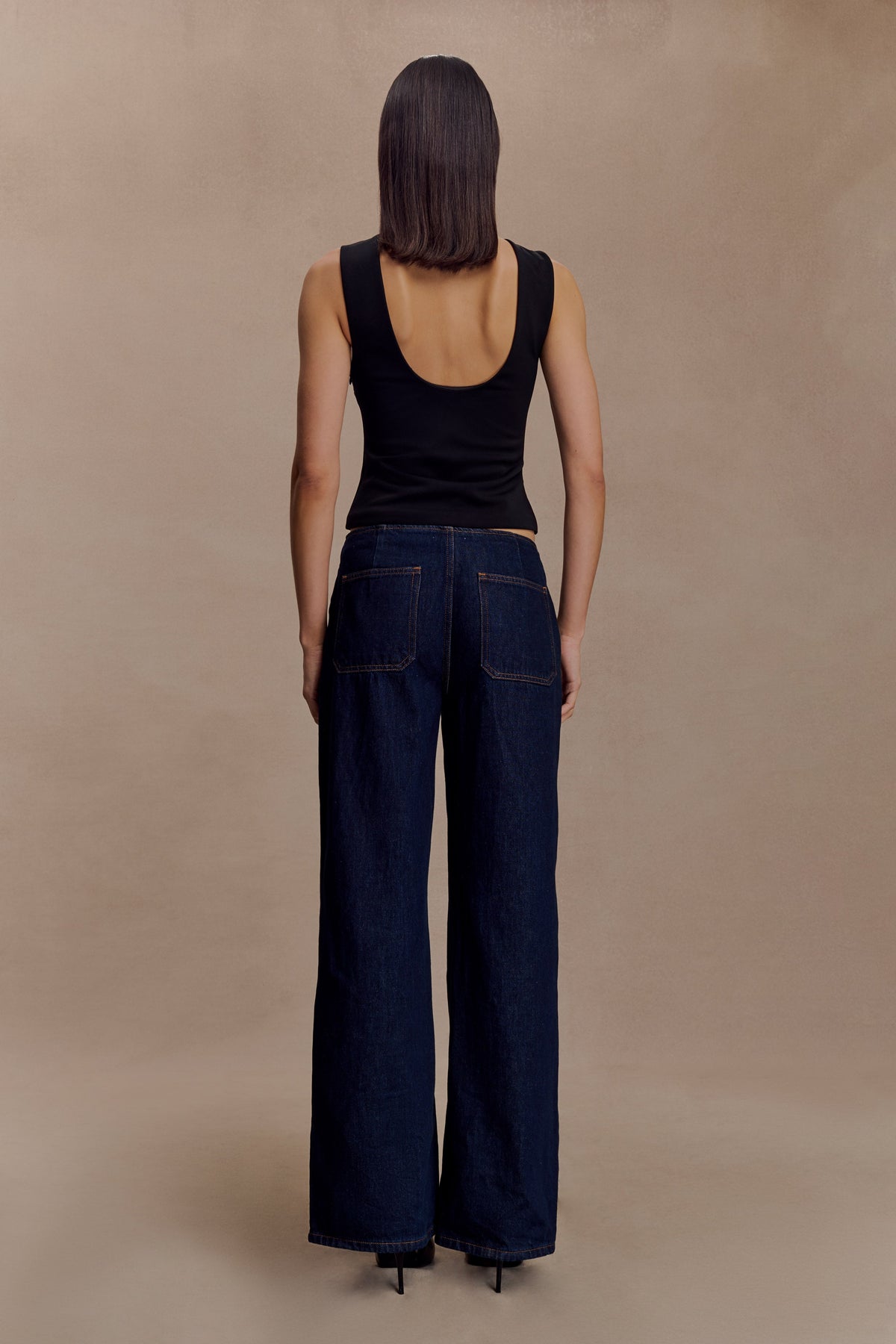 Open Back Scuba Crepe Top - Black