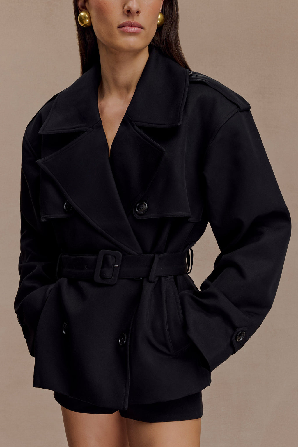 Short Trench Jacket - Black