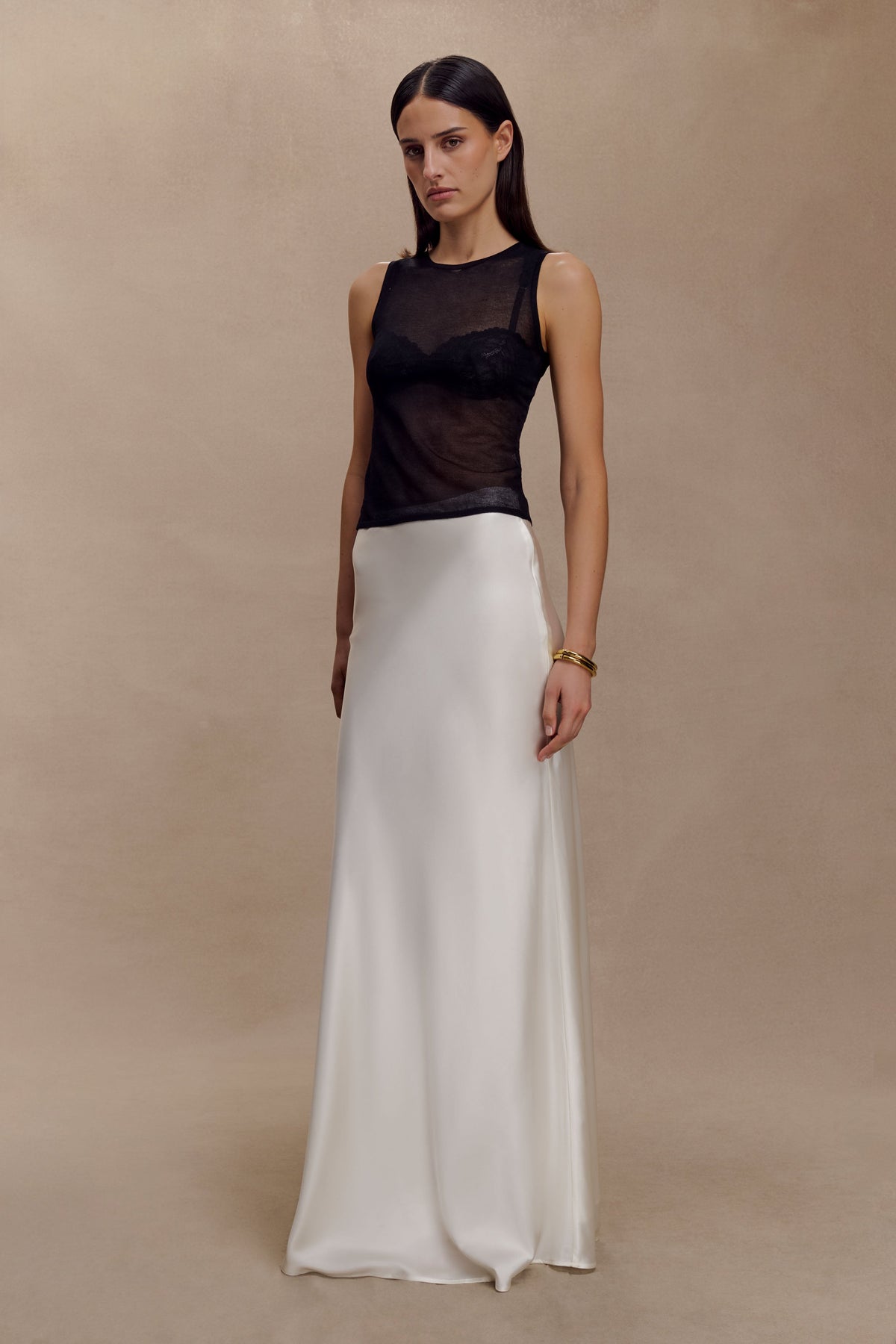 Silk Blend Maxi Skirt - Ivory