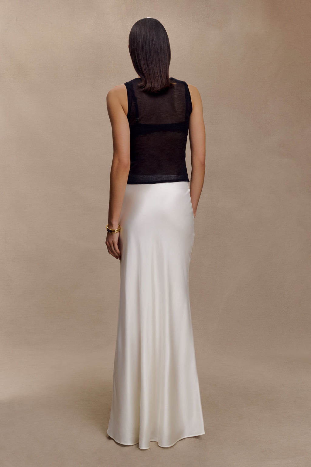 Silk Blend Maxi Skirt - Ivory